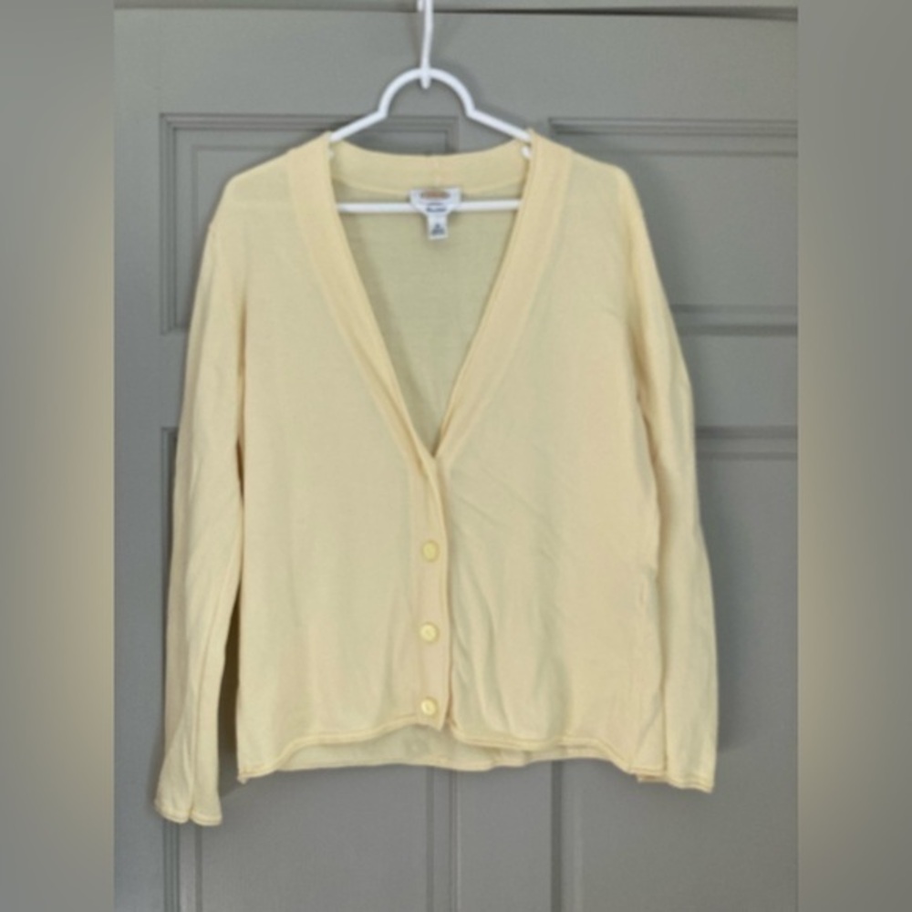 Talbots Womens Medium Yellow Long Sleeve Cardigan Button Pima Cotton